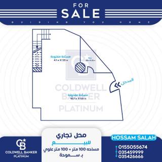 محل تجاري للايجار محل 115م سموحة شارع إسماعيل سري 3