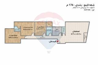 شقة للبيع 176 متر رشدي على الترام مباشرة عمارة براند 2