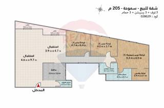 شقة للبيع 205 متر سموحه ش فوزي معاذ الرئيسي 4