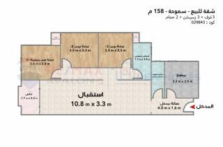 شقة اداري للايجار 120 متر سموحة كوبري كليوباترا
