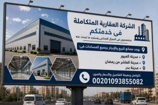 مصنع للايجار 1200 متر فى مصر بالعاشر 0020109385508