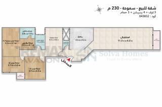 شقة للإيجار 185 متر سموحة ش ذكى رجب
